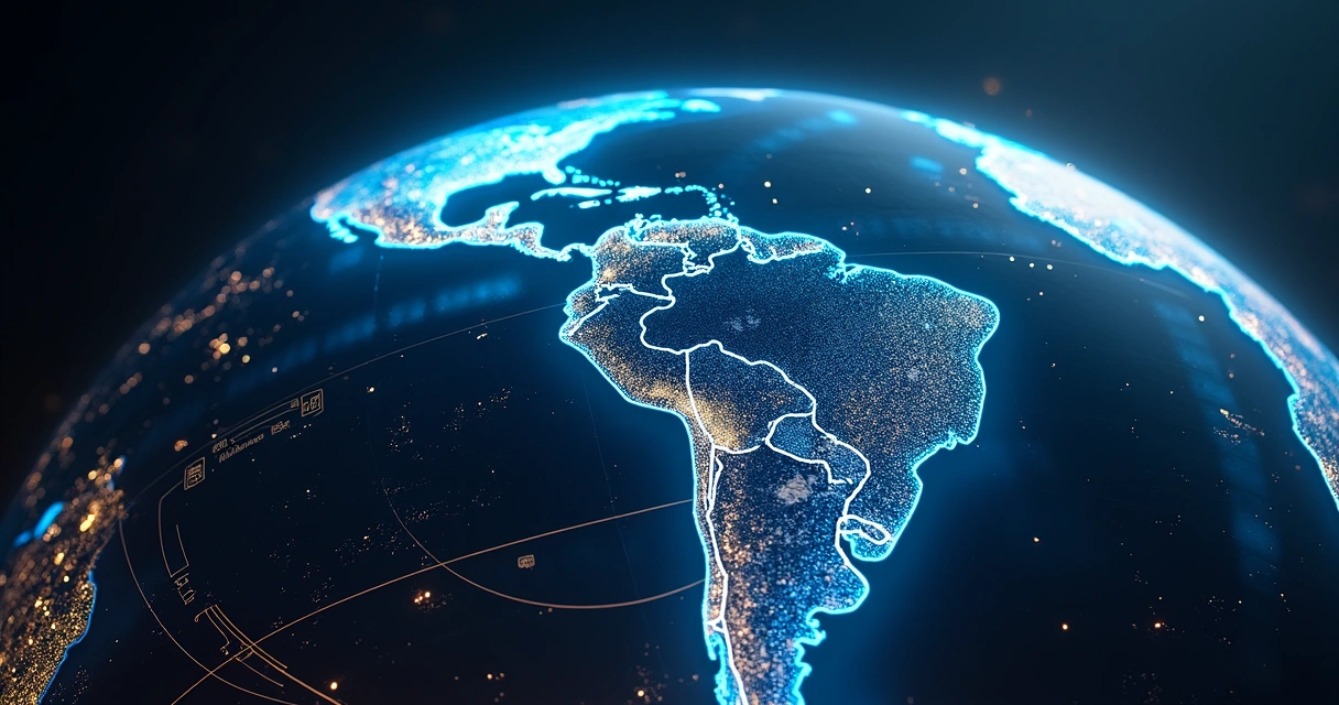 Globo digital ligando cidade brasileira a centros financeiros globais